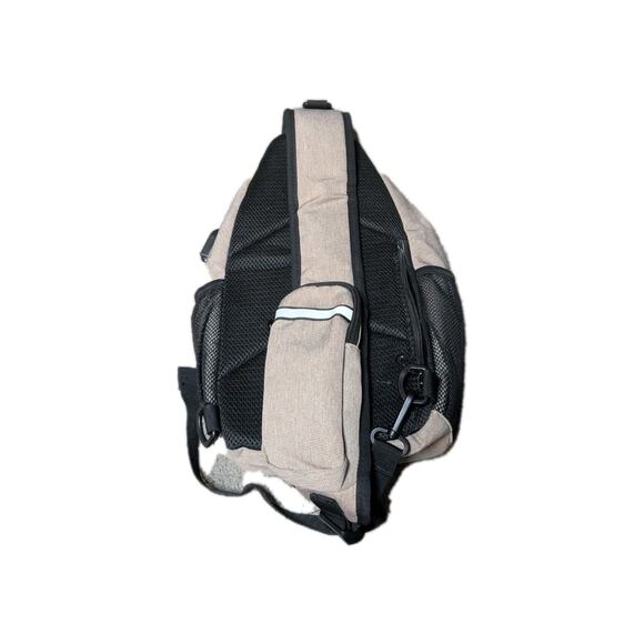 MOSISO Tan Sling Bag With Front Square Pockets And USB Charging Port - Picture 10 of 13